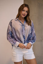 Load image into Gallery viewer, Telena Blue Crossover Navy/White Water Colour Collared Shirt