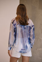Load image into Gallery viewer, Telena Blue Crossover Navy/White Water Colour Collared Shirt