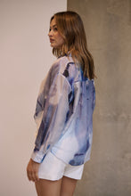 Load image into Gallery viewer, Telena Blue Crossover Navy/White Water Colour Collared Shirt