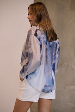 Load image into Gallery viewer, Telena Blue Crossover Navy/White Water Colour Collared Shirt