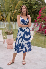 Load image into Gallery viewer, Sadie White/Blue Print Singlet Tie Front Dress