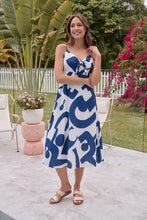 Load image into Gallery viewer, Sadie White/Blue Print Singlet Tie Front Dress