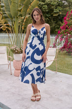 Load image into Gallery viewer, Sadie White/Blue Print Singlet Tie Front Dress