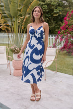 Load image into Gallery viewer, Sadie White/Blue Print Singlet Tie Front Dress