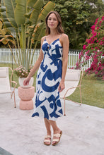 Load image into Gallery viewer, Sadie White/Blue Print Singlet Tie Front Dress