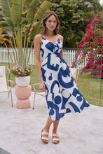 Load image into Gallery viewer, Sadie White/Blue Print Singlet Tie Front Dress