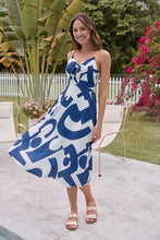 Load image into Gallery viewer, Sadie White/Blue Print Singlet Tie Front Dress