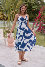 Load image into Gallery viewer, Sadie White/Blue Print Singlet Tie Front Dress