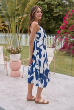 Load image into Gallery viewer, Sadie White/Blue Print Singlet Tie Front Dress