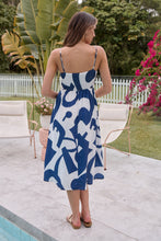 Load image into Gallery viewer, Sadie White/Blue Print Singlet Tie Front Dress