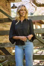 Load image into Gallery viewer, Demi Check Print Baloon Sleeve Black Button Shirt