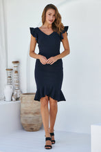 Load image into Gallery viewer, Alessi Navy Frill Evening Dress