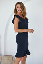 Load image into Gallery viewer, Alessi Navy Frill Evening Dress