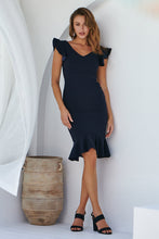 Load image into Gallery viewer, Alessi Navy Frill Evening Dress