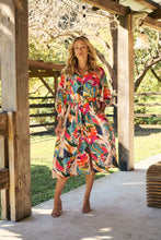 Load image into Gallery viewer, Tropic Multi Coloured Belted Cuff Sleeve Dress