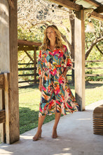 Load image into Gallery viewer, Tropic Multi Coloured Belted Cuff Sleeve Dress