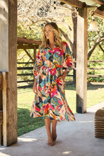 Load image into Gallery viewer, Tropic Multi Coloured Belted Cuff Sleeve Dress