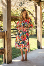 Load image into Gallery viewer, Tropic Multi Coloured Belted Cuff Sleeve Dress
