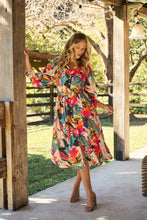 Load image into Gallery viewer, Tropic Multi Coloured Belted Cuff Sleeve Dress
