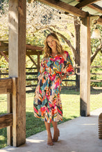 Load image into Gallery viewer, Tropic Multi Coloured Belted Cuff Sleeve Dress