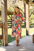Load image into Gallery viewer, Tropic Multi Coloured Belted Cuff Sleeve Dress