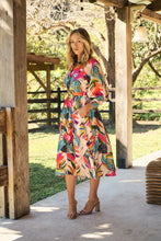 Load image into Gallery viewer, Tropic Multi Coloured Belted Cuff Sleeve Dress