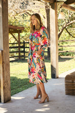 Load image into Gallery viewer, Tropic Multi Coloured Belted Cuff Sleeve Dress
