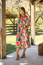 Load image into Gallery viewer, Tropic Multi Coloured Belted Cuff Sleeve Dress