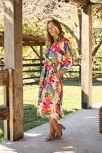 Load image into Gallery viewer, Tropic Multi Coloured Belted Cuff Sleeve Dress