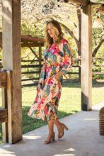 Load image into Gallery viewer, Tropic Multi Coloured Belted Cuff Sleeve Dress
