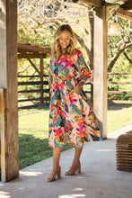 Load image into Gallery viewer, Tropic Multi Coloured Belted Cuff Sleeve Dress