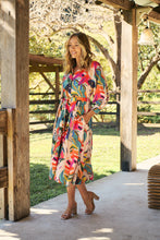 Load image into Gallery viewer, Tropic Multi Coloured Belted Cuff Sleeve Dress