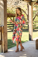 Load image into Gallery viewer, Tropic Multi Coloured Belted Cuff Sleeve Dress