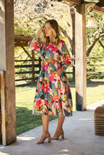Load image into Gallery viewer, Tropic Multi Coloured Belted Cuff Sleeve Dress