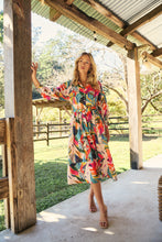 Load image into Gallery viewer, Tropic Multi Coloured Belted Cuff Sleeve Dress