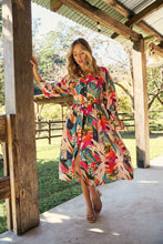 Load image into Gallery viewer, Tropic Multi Coloured Belted Cuff Sleeve Dress
