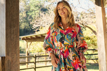 Load image into Gallery viewer, Tropic Multi Coloured Belted Cuff Sleeve Dress