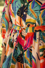 Load image into Gallery viewer, Tropic Multi Coloured Belted Cuff Sleeve Dress