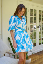 Load image into Gallery viewer, Milana Blue/ White Bell Sleeve Tie Waist Dress