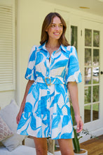 Load image into Gallery viewer, Milana Blue/ White Bell Sleeve Tie Waist Dress