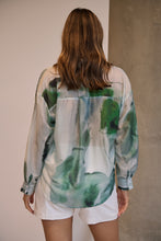 Load image into Gallery viewer, Telena Crossover Green/White Print Collared Shirt