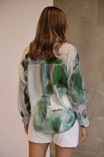 Load image into Gallery viewer, Telena Crossover Green/White Print Collared Shirt