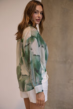 Load image into Gallery viewer, Telena Crossover Green/White Print Collared Shirt