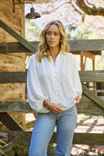 Load image into Gallery viewer, Demi Check Print Baloon Sleeve White Button Shirt