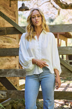 Load image into Gallery viewer, Demi Check Print Baloon Sleeve White Button Shirt