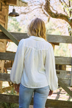 Load image into Gallery viewer, Demi Check Print Baloon Sleeve White Button Shirt