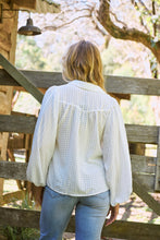 Load image into Gallery viewer, Demi Check Print Baloon Sleeve White Button Shirt