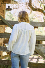 Load image into Gallery viewer, Demi Check Print Baloon Sleeve White Button Shirt