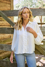 Load image into Gallery viewer, Demi Check Print Baloon Sleeve White Button Shirt