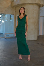 Load image into Gallery viewer, Kleo Emerald Green Cowl Neck Evening Dress